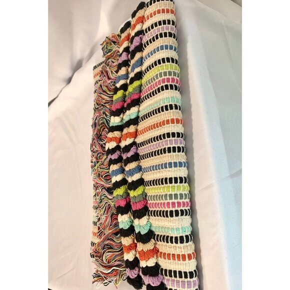STELLA & DOT Taj Clutch Boho Fringe Striped Purse 13” X 8” Rag Rug Style - Picture 5 of 10